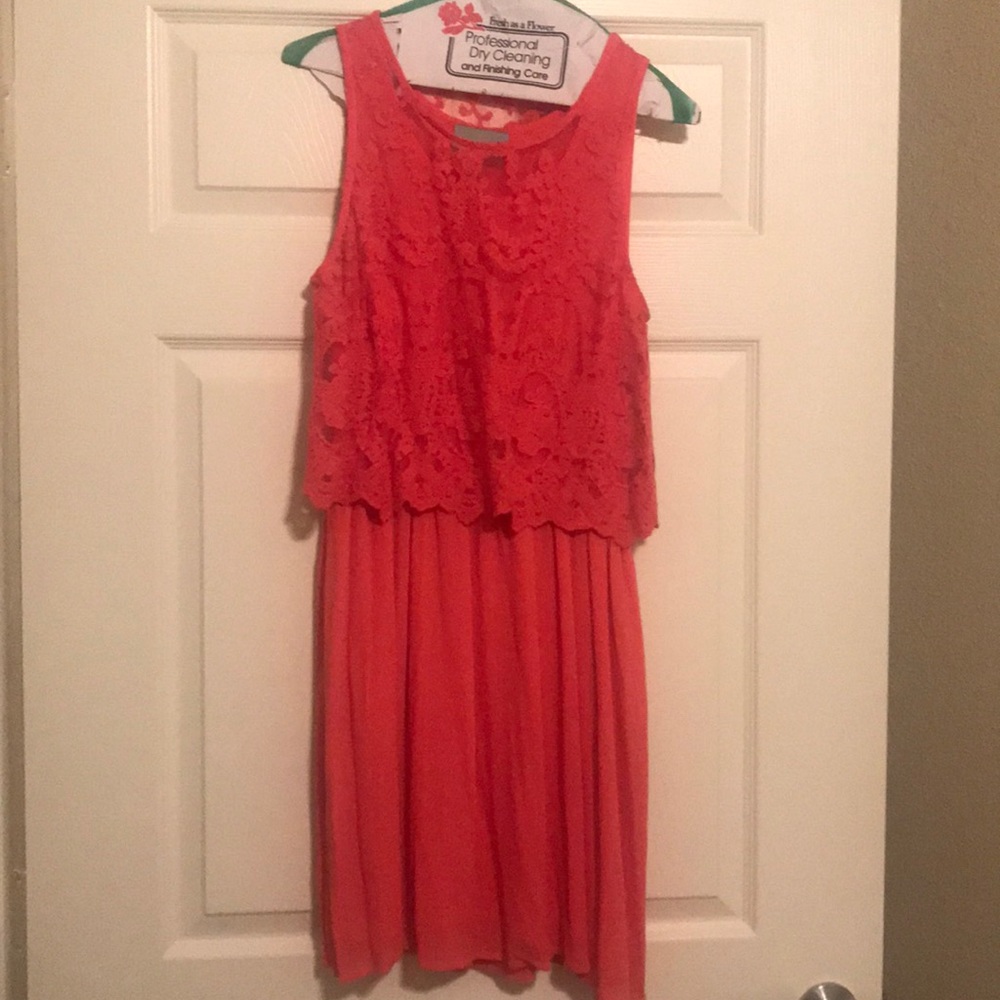 Orange rayon boho chic dress